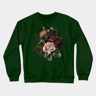 Vintage Roses Flower Floral Illustration Blossom Crewneck Sweatshirt